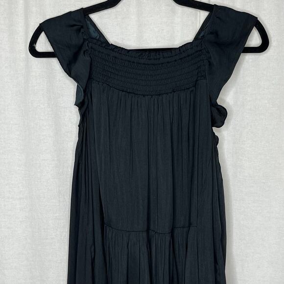 Free People Intimately Want Your Love Black Tie Back Tier Mini Dress Small - Picture 3 of 13
